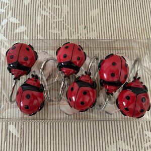 Set of 12 Jubilee Lady Bug Shower Curtain Hooks Resin Bathroom NIP